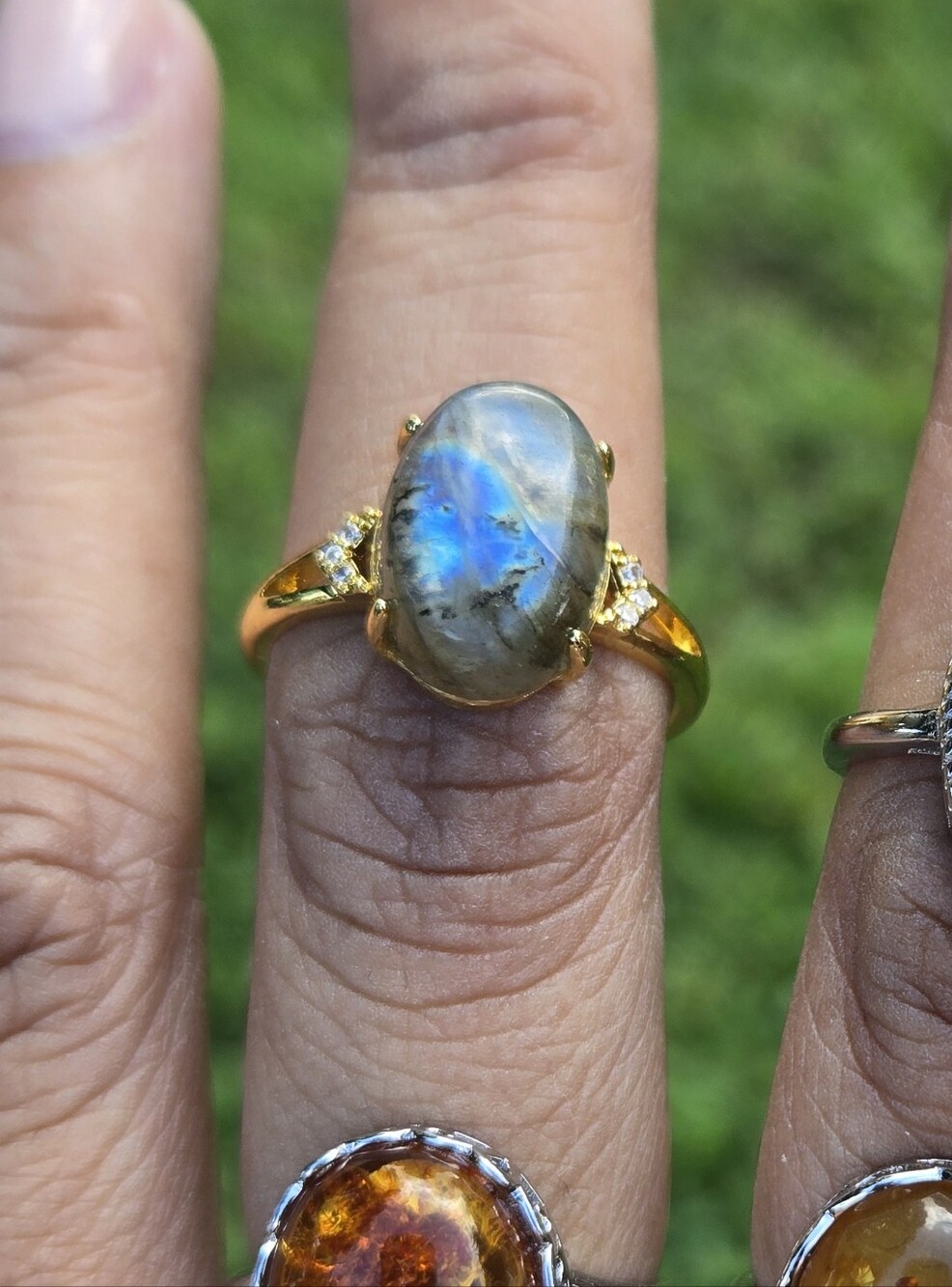 Labradorite Golden Flash Ring